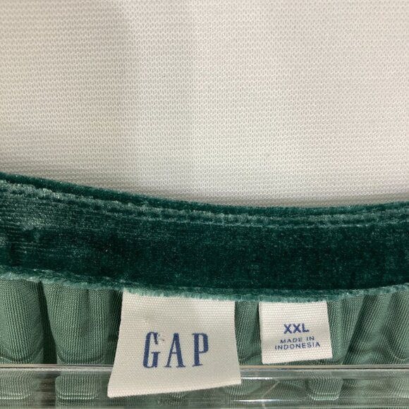 New GAP size XXL Green Velvet Soft Flowy Short Sleeve Stretch Blouse Feminine - Picture 2 of 9